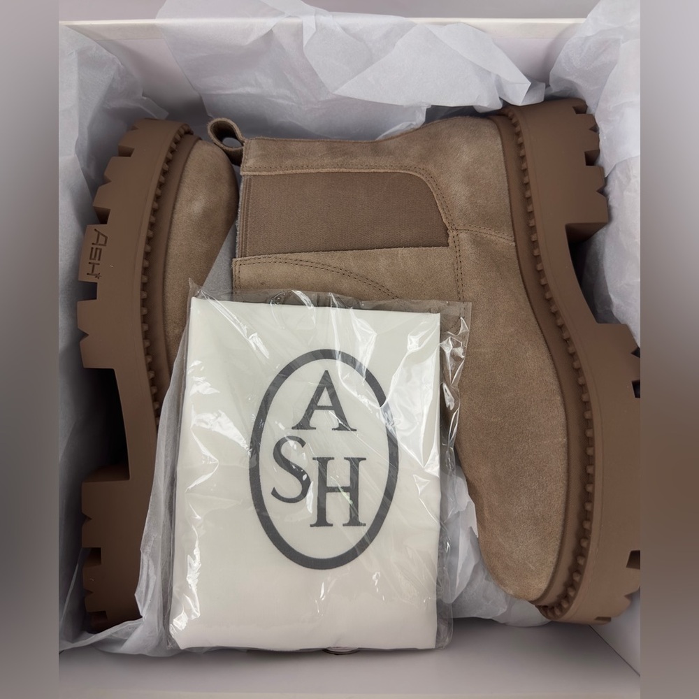 ASH Genesis Womens Leather Lug Sole Chelsea Boots Sequoia Tan. EU39=US8/EU40=US9 - Picture 9 of 15